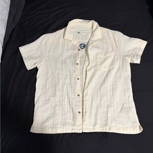 Cream Short Sleeve Button-Up Shirt